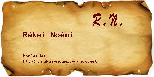Rákai Noémi névjegykártya